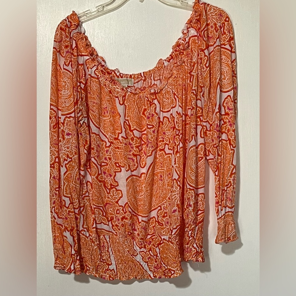 MICHAEL KORS Women's Orange Paisley Top